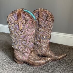 CORRAL BOOTS WOMEN'S COGNAC GLITTER INLAY BOOTS